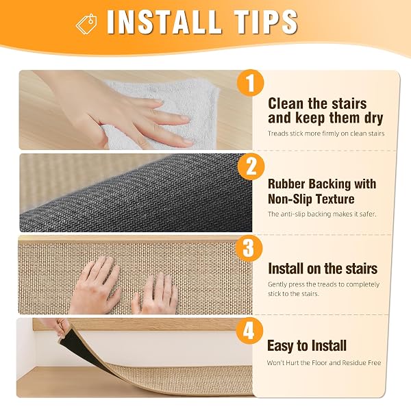 15PCS STAIRS TREADS AND 1 LANDING CARPET, BREATHABLE CHENILLE STAIR CARPET NON SLIP FOR WOODEN STEPS RUBBER BACKING STAIRS RUNNER INDOOR TREADS STAIR COVERS MAT 8″X30″ AND 30″X30″