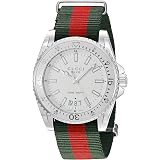 Amazon.com: Gucci G-Timeless Stainles reloj de acero para hombre con banda  de nylon a rayas (modelo: YA126322) : Ropa, Zapatos y Joyería