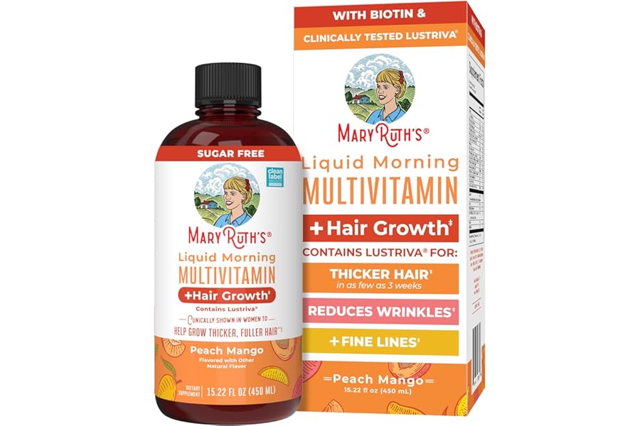 MARYRUTH'S Liquid Multivitamin+Hair Growth | Biotin 10000mcg | Lustriva Hair Growth Supplement | Clinically Tested in Women f