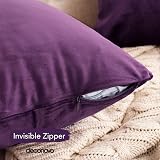 Deconovo Velvet Cushion Covers Set of 2 50x50 cm Purple 20x20 in view 4