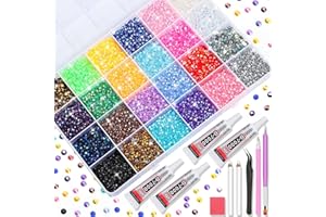 B7000 Glue with Rhinestones for Crafting, 31200Pcs Rainbow Crystals 3MM Flat Back Gems with Jewelry Glue Adhesive for DIY Gra