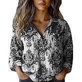 Womens Fall Boho Tops Retro Print Shirts Long Sleeve Casual Vacation Beach Outfits Button Down Blouse 2025 Plus Size