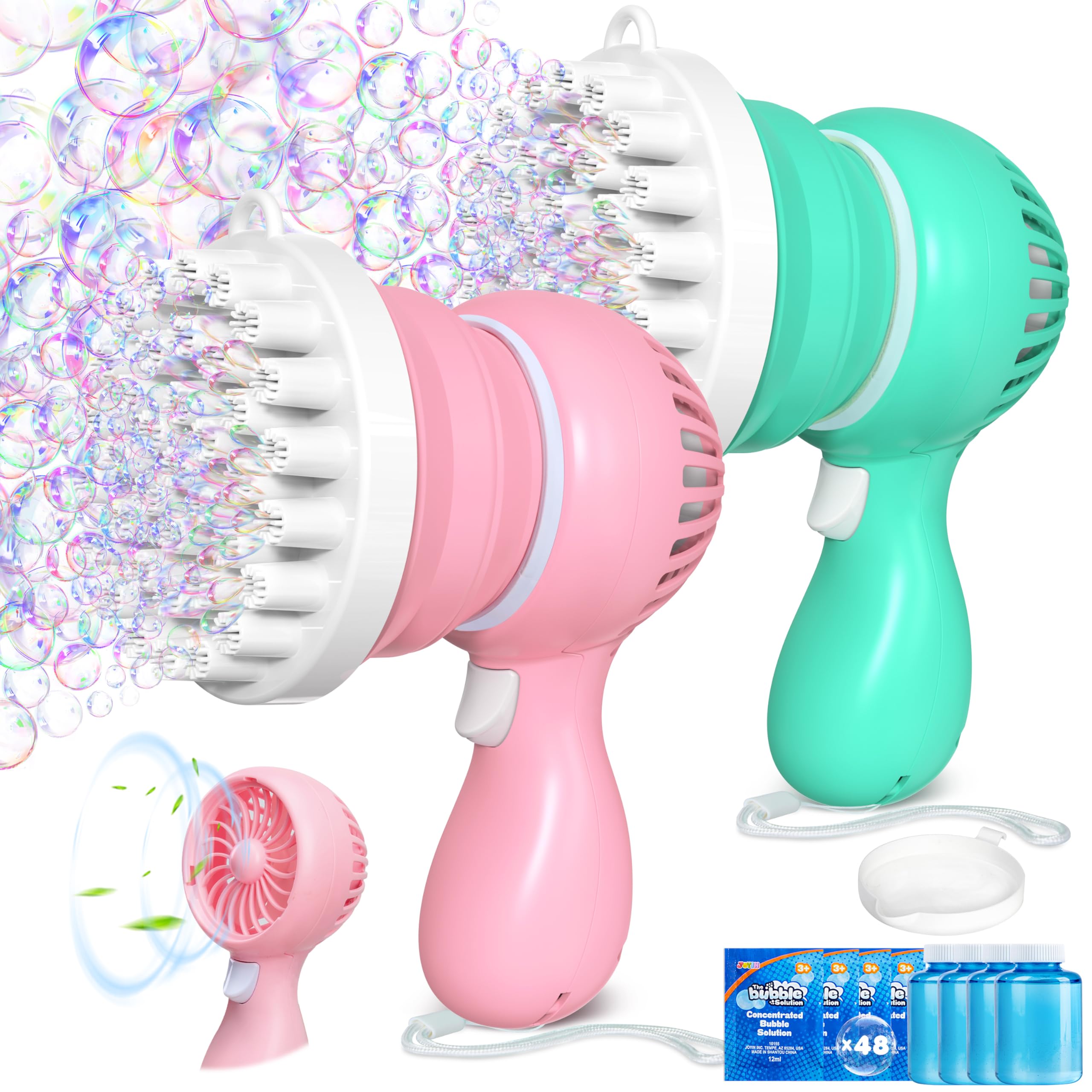 Photo 1 of Sloosh 2 PCS Tape-C Charging Bubble Gun Toy for Ages 3-8 Boys Girls with Removable Fan, Bubble Solution, Bubble Machine Gun for Kids, Adults, Summer Toys, Party Favors, Easter, Birthday Gift, Outdoor