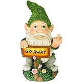 Premier Funny Garden Gnome Statue with Solar Lights - 11" Large Gnomes Decorations for Yard Outdoor Garden Lawn Patio, Flocke