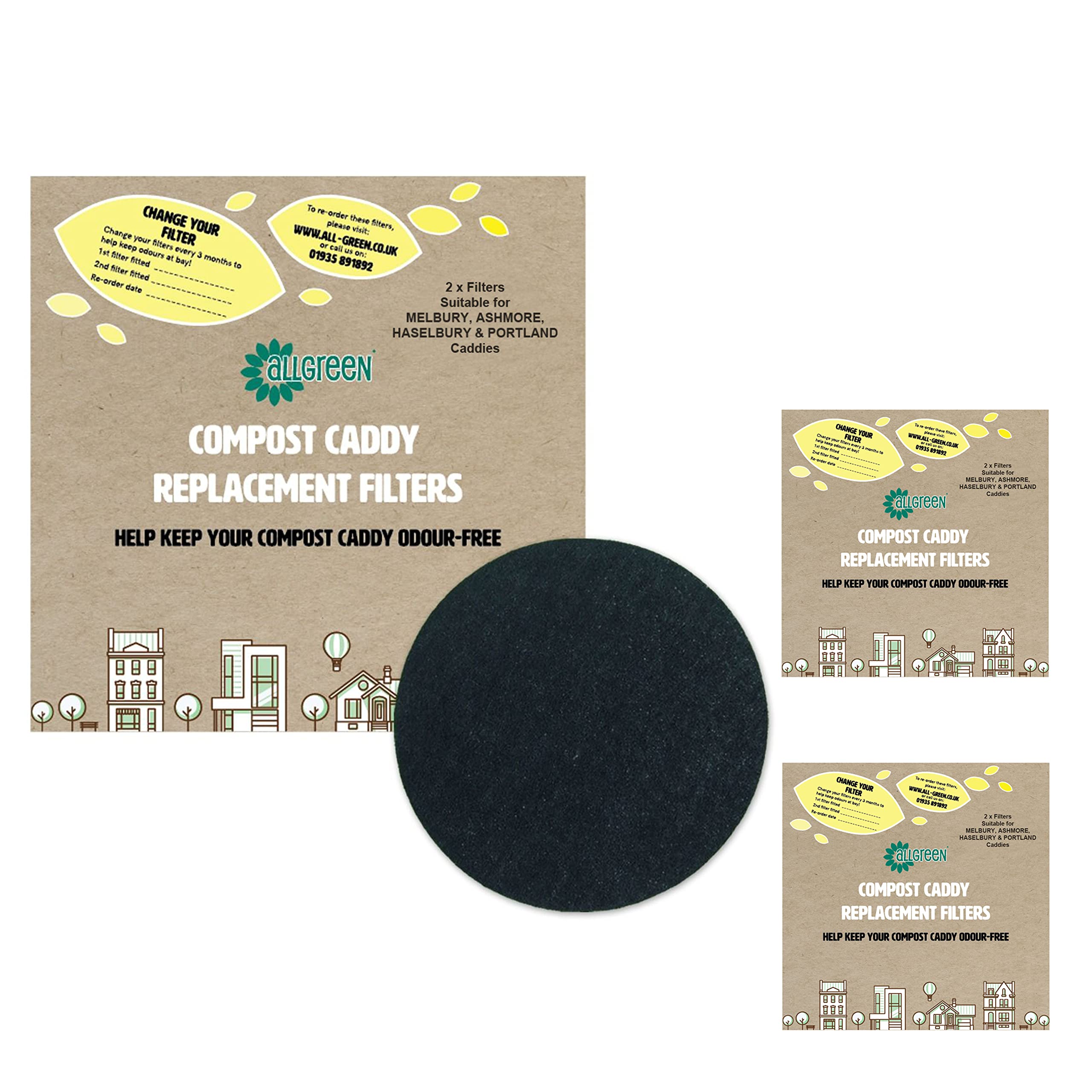 Compost Caddy Spare Filters - For Melbury, Ashmore, Haselbury & Portland Caddies (Pack of 6)