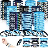 Syhood 200 Pcs Autism Awareness Bracelet Inspirational Autism Silicone Bracelets Colorful Puzzle Pieces Silicone Wristbands for Adult Gifts
