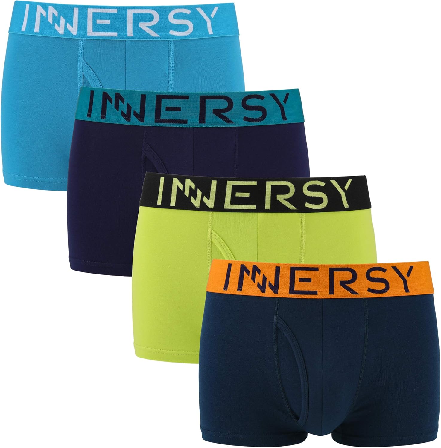 INNERSY Mens Trunks Low Rise Cotton Stretch Underwear with Pouch 4 Pack: Clothing
