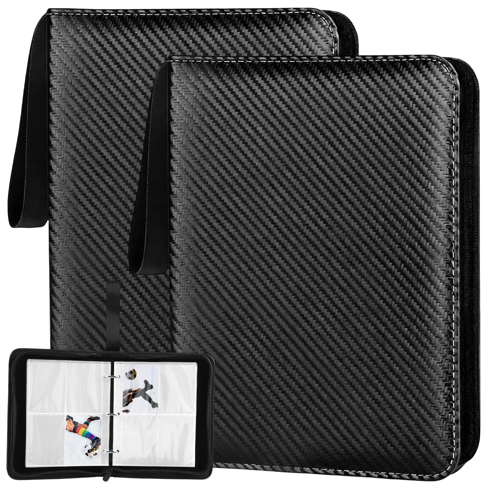 TAICHEUT 2PCS Trading Card Binder 4 Pockets, 480 Pockets Trading Card Albums, Side-Loading Sleeves Sturdy Card Holder Folders for Baseball Football Cards Collection