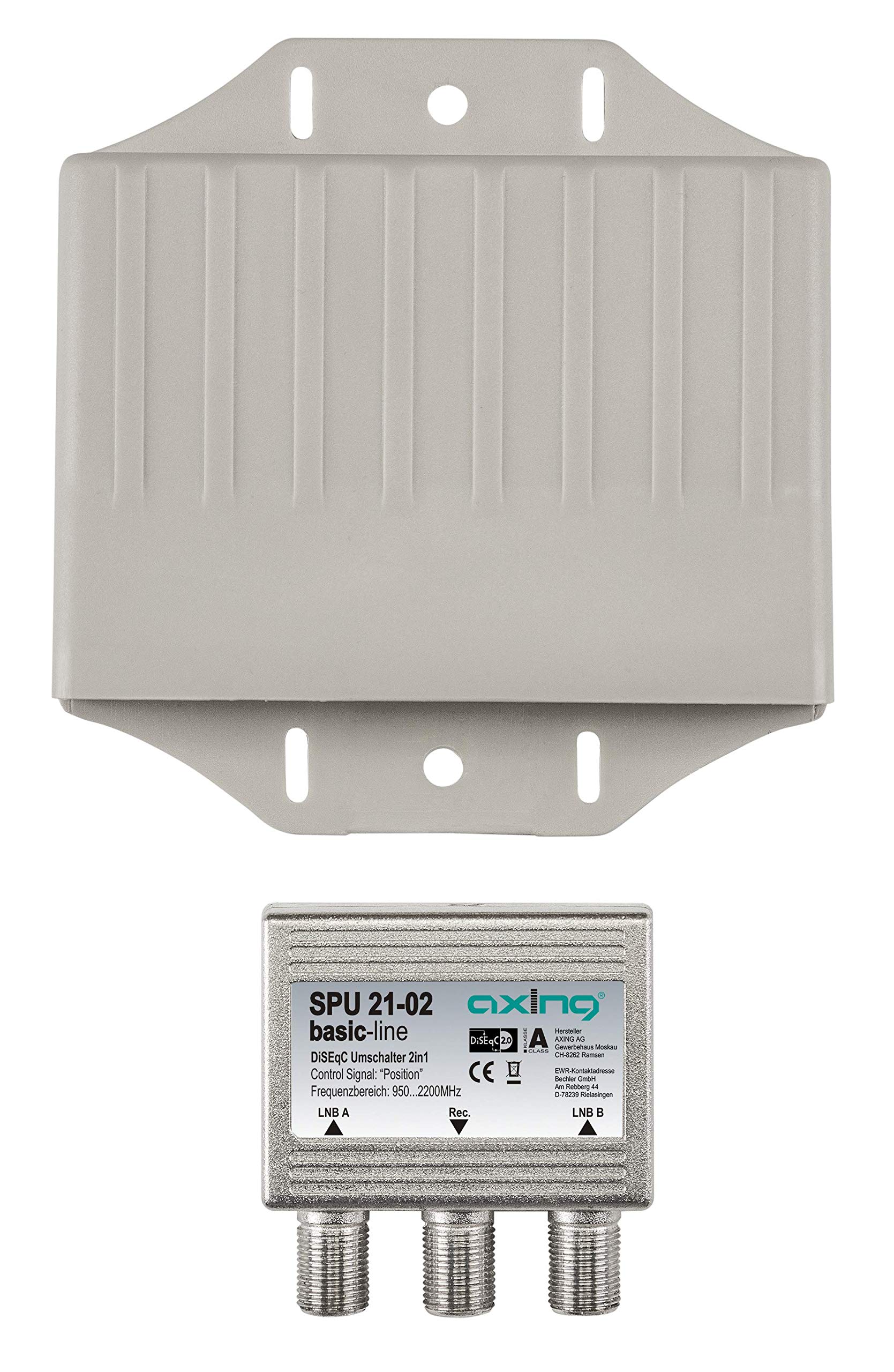 Axing SPU 21-02 2-in-1 Outdoor DiSEqC Satellite Switch - Light Grey