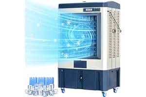 Uthfy 41" Swamp Cooler, 4800 CFM Evaporative Air Cooler with 10.6 Gallon Water Tank, Portable Outdoor Air Conditioner with 3 Ice Pack, 110° Oscillation, 3 Speed for Garage, Yard, Commercial Use