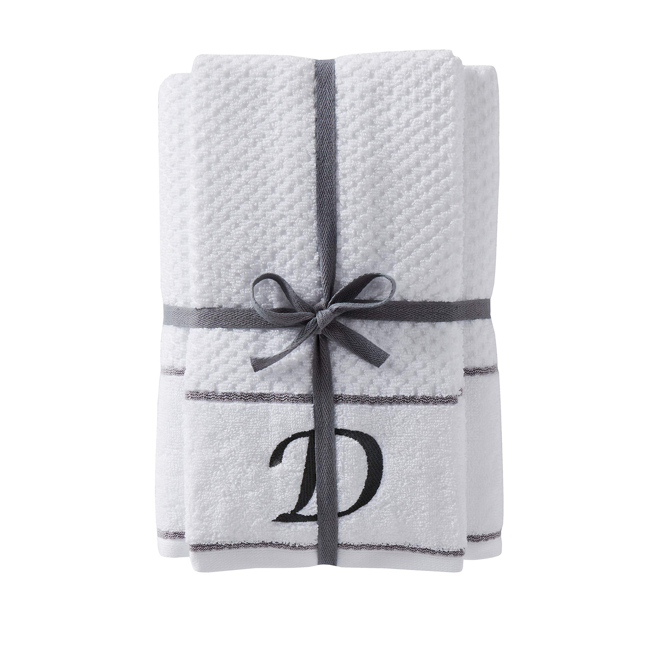 SKL Home by Saturday Knight Ltd. Monogram D Bath and Hand Towel Set, White, 4-pack
