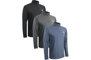 JumGear-Life 3Pack Men's Quarter Zip Pullover Sweatshirts Long Sleeve Workout Athletic Active Performance Shirt Dry Fit