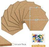 TUPARKA 8 Pack Hexagon Cork Board Tiles 8.2"x7" Self-Adhesive with 50 Push Pins view 3