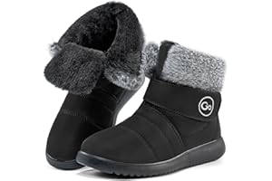 Reimferce Women Snow Boots Winter Shoes With Hook Loop Comfortable Fur Lined Boots for Women Waterproof Slip On Booties Warm Anti Slip Shoes