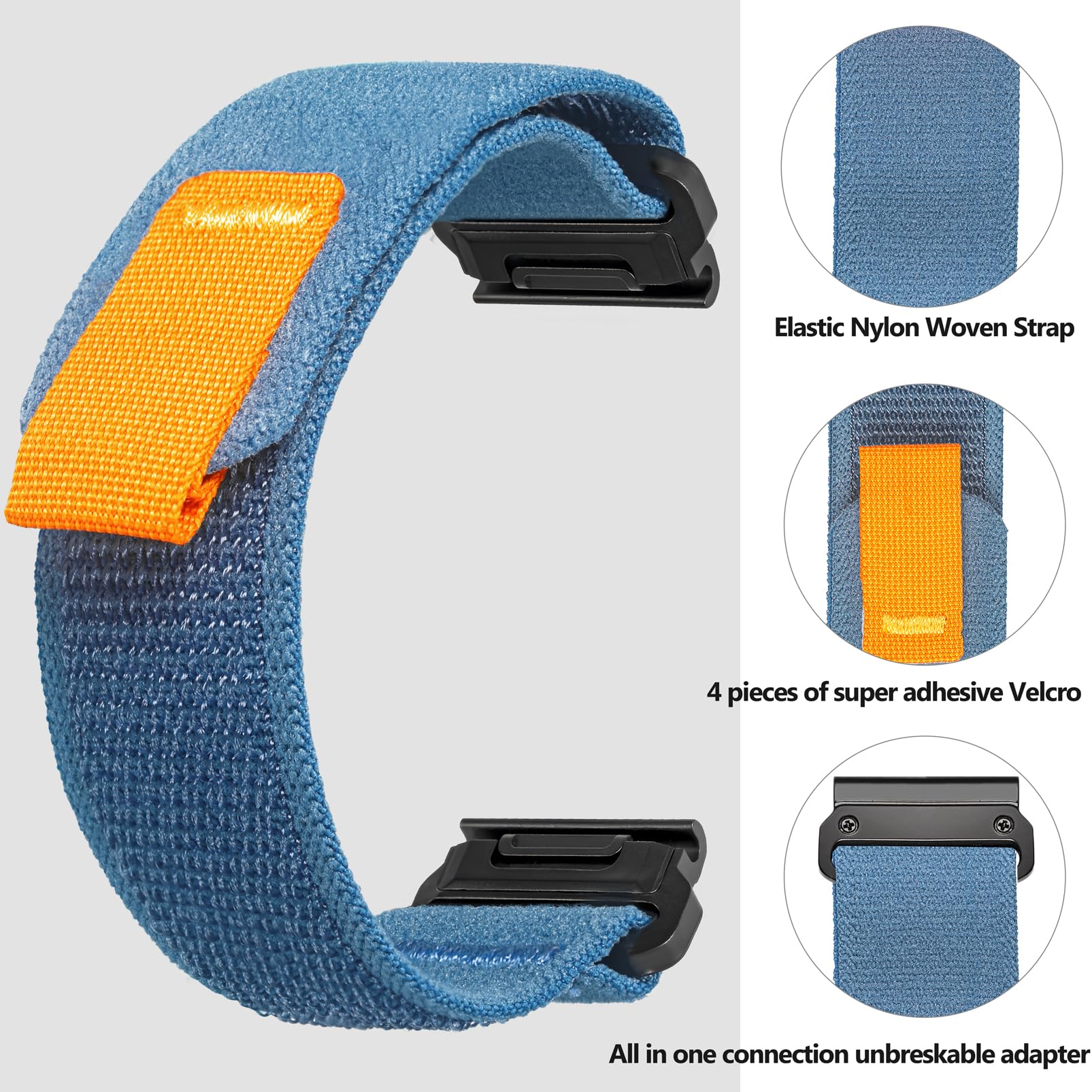 torbollo Uhrenarmband Kompatibel mit Garmin, gewebt Sportarmband für fēnix/Forerunner/Approach/MARQ/quatix/D2 Serie Robustes Ersatzband für Männer 4