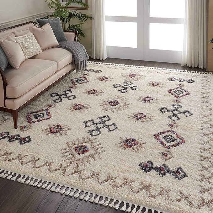 Nourison Nordic Shag Cream Scandinavian Area Rug 9' x 12
