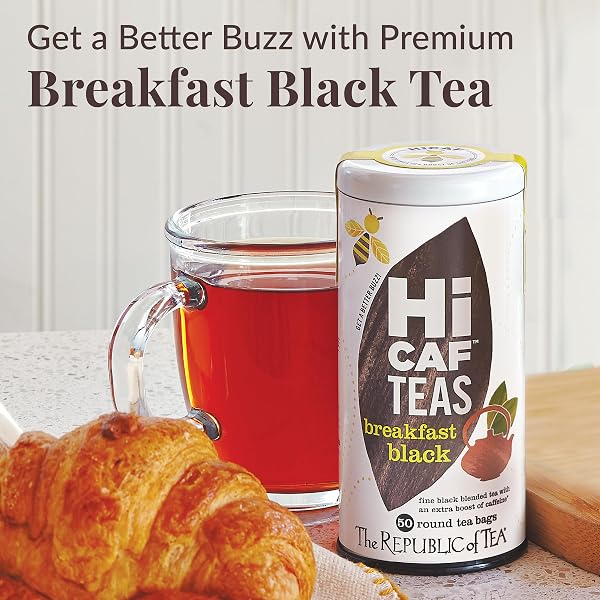 THE REPUBLIC OF TEA — HICAF BREAKFAST BLACK TEA, 50 TEA BAGS, HIGH IN CAFFEINE