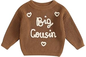 YOKJZJD Big Cousin Little Cousin Matching Outfits Newborn Baby Boy Girl Knitted Romper Toddler Chunky Sweater Fall Sweatshirt