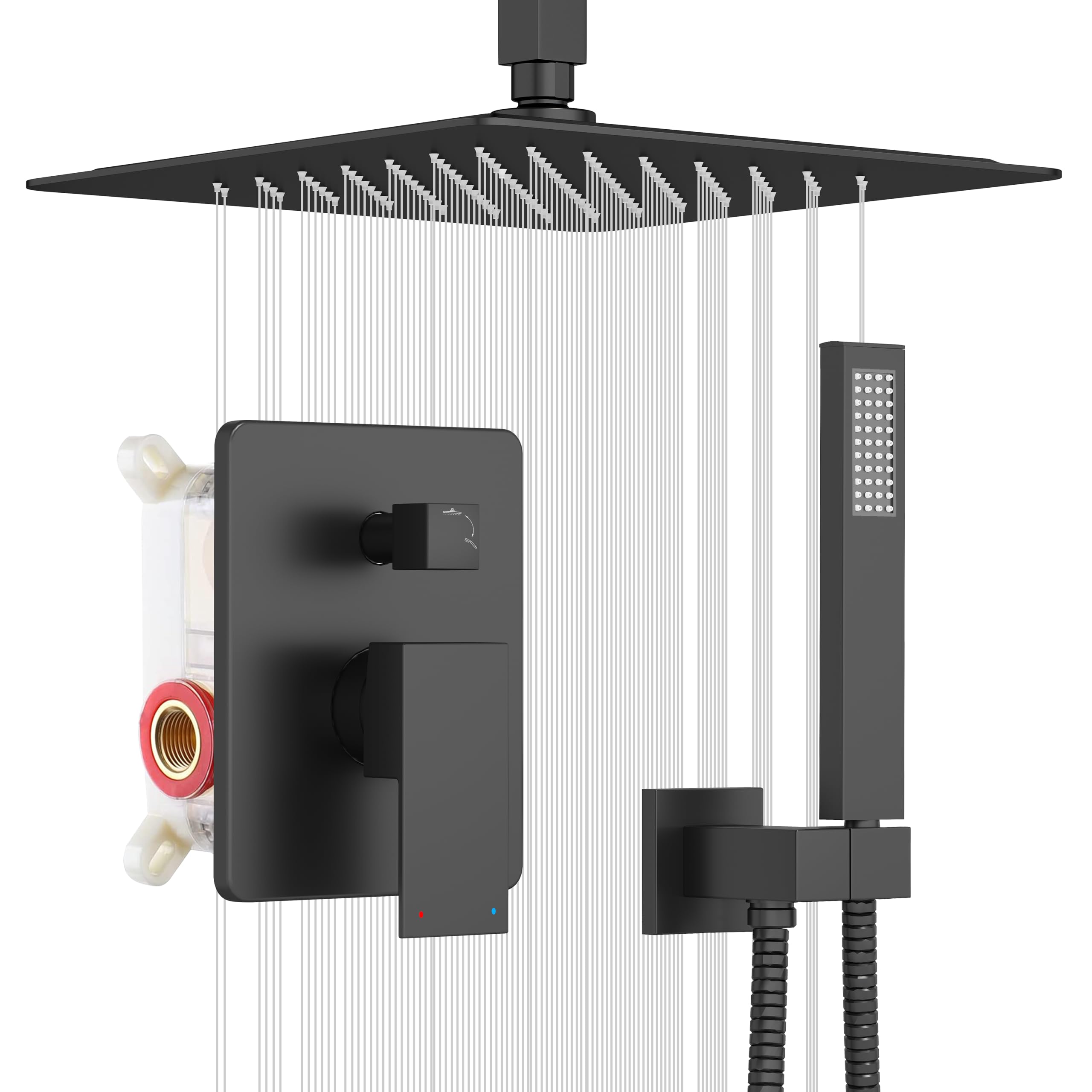 Photo 1 of ** sold as is, no refund/return** see comments!
ESNBIA Shower System Black, All Metal Ceiling Shower Faucet Set with Pressure Balance Valve Kit,10" Rain Heads with Handheld Spray Combo, Matte Black