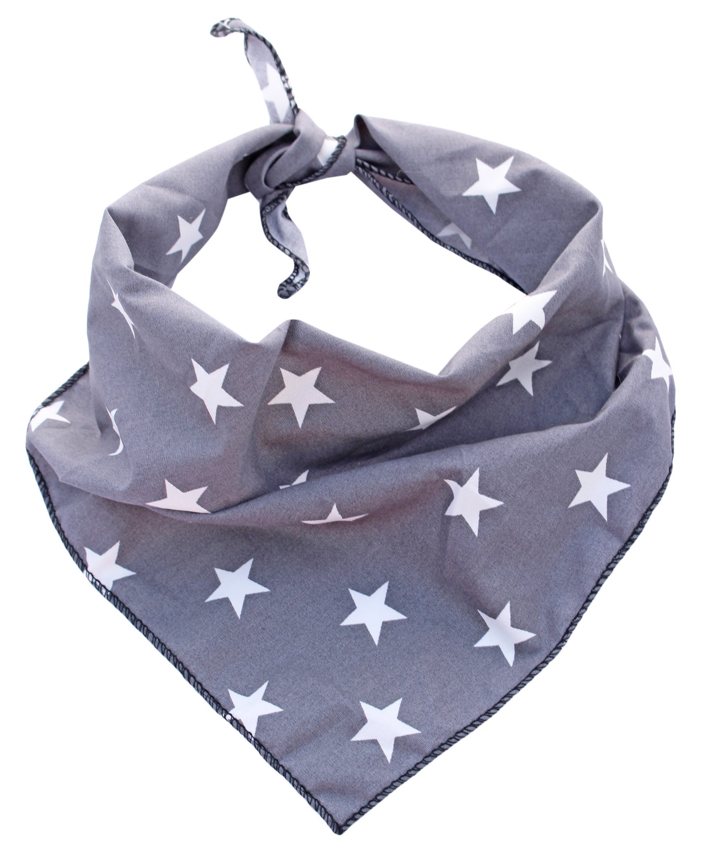 Pet Pooch Boutique Star Bandana for Dog, Medium/Large, Grey