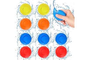 ATESSON Reusable Water Balloons,Refillable Water balls, Pool Toys for Boys and Girls, Beach Outdoor Activities Water Games Toy for kids Silicone Happy Water Bombs (10Pack)