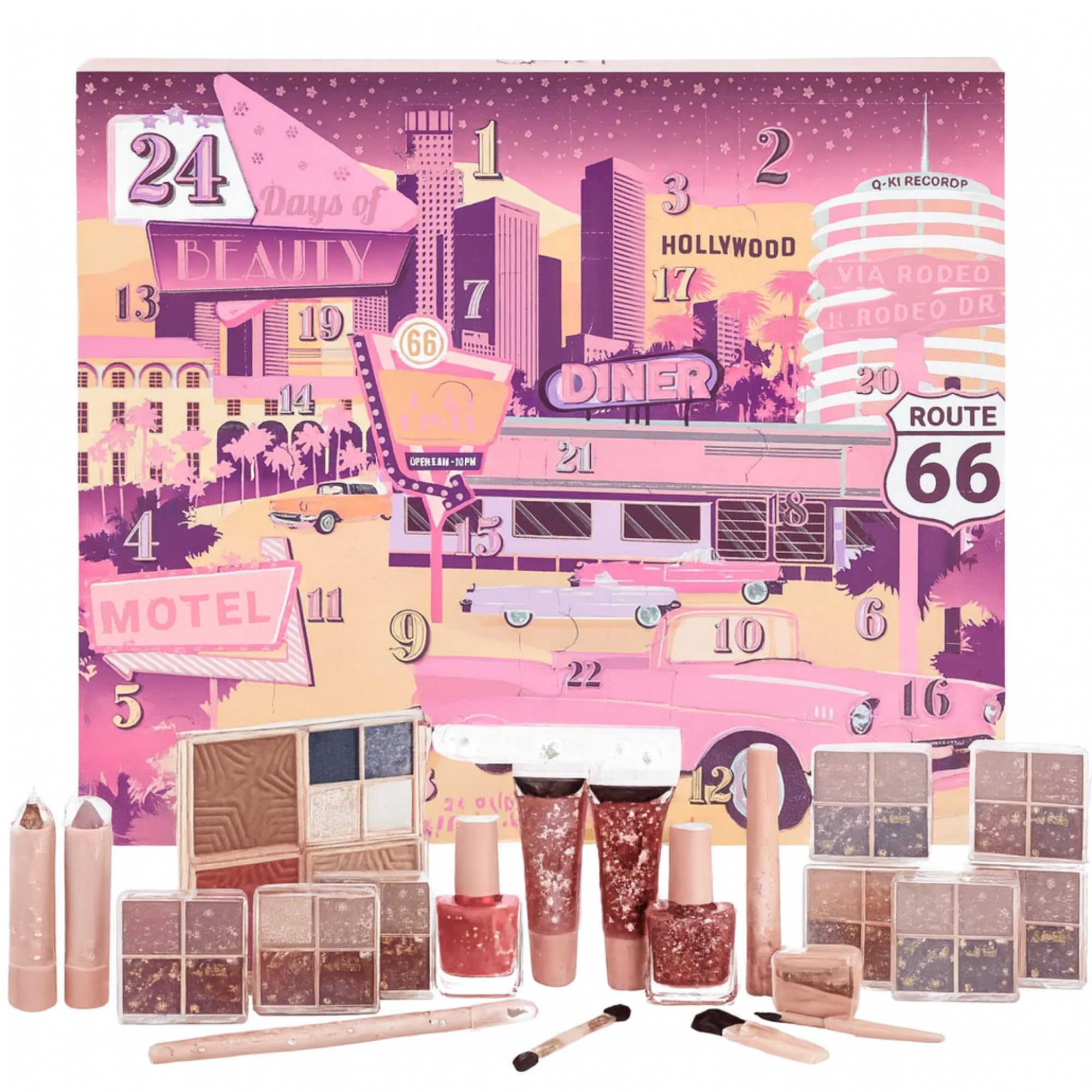 JOLAFUNBS Q-Ki 24 Days Hollywood Beauty Makeup Advent Calendar 2025 & Xmas Cards Christmas Gifts Sets For Girls Teenagers, Girlfriend Gifts Advent Calendar Makeup, Self Care Gifts For Women