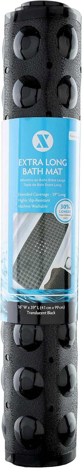 SlipX Solutions Translucent Black Extra Long Bath Mat Adds Non-Slip Traction to Tubs & Showers - 30% Longer Than Standard Mats! (200 Suction Cups, 39” Long Bathtub Mat): Home & Kitchen
