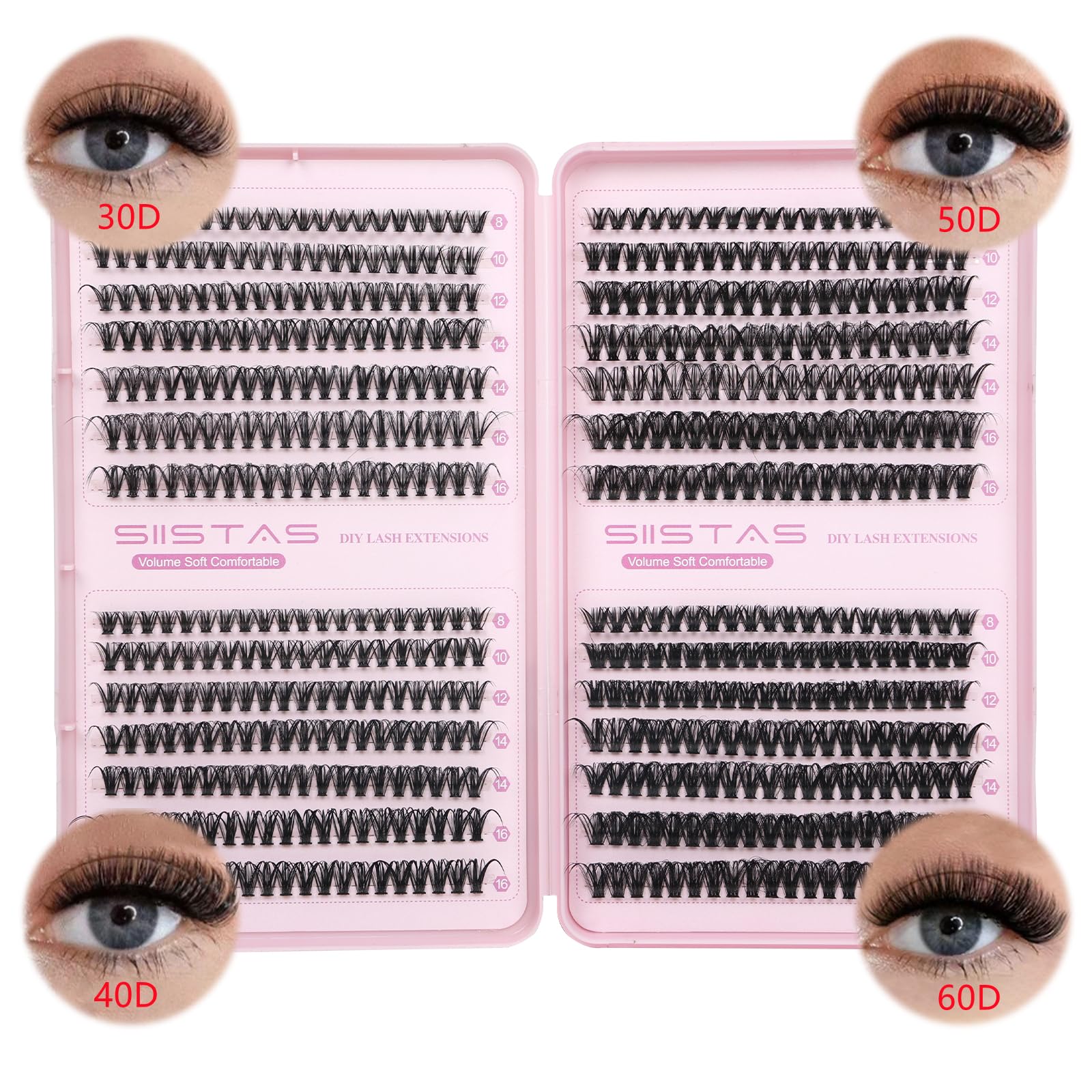 Cluster Lashes 560pcs Thick Wispy Lash Clusters 8-16mm Russian D Curl Lashes Reusable Eyelash Extension at Home โ image 1