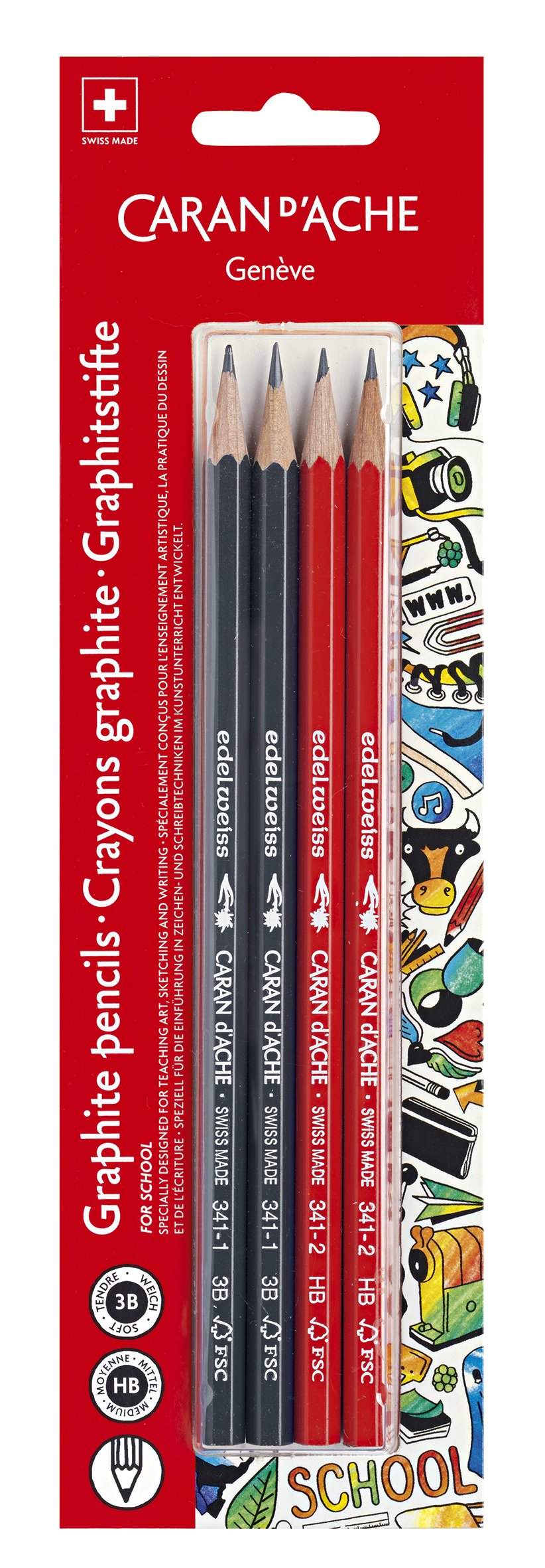 Caran d'Ache 341-704 – Pack of 4 Graphite Pencils
