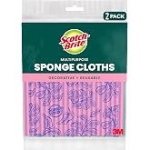 Scotch-Brite Sponge Cloths, 2 Pack | Reusable, Absorbent &amp; Cleaning Towel, Dishwasher-Safe Wipes , Use on Nonstick Cookware, Tile, Countertops, Mirrors