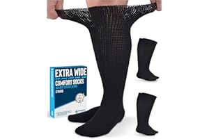 Doctor's Select 2 Pairs Extra Wide Socks for Swollen Feet - Bamboo Viscose Lymphedema Socks | Diabetic Bariatric Socks