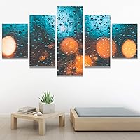 SIGNWIN 5 Panel Canvas Wall Art Abstract Closeup Colorful Digital Art Lights for Home Decorations Ready to Hang - 60