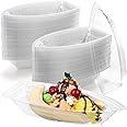 ZEAYEA 150 Pack 8 oz Banana Split Boat Plate, Disposable Plastic Food Boats, Food Grade Ice Cream Sundae Serving Bowls for Snack, Salad, Chip, Clear Dessert Bowls for Party, Restaurant