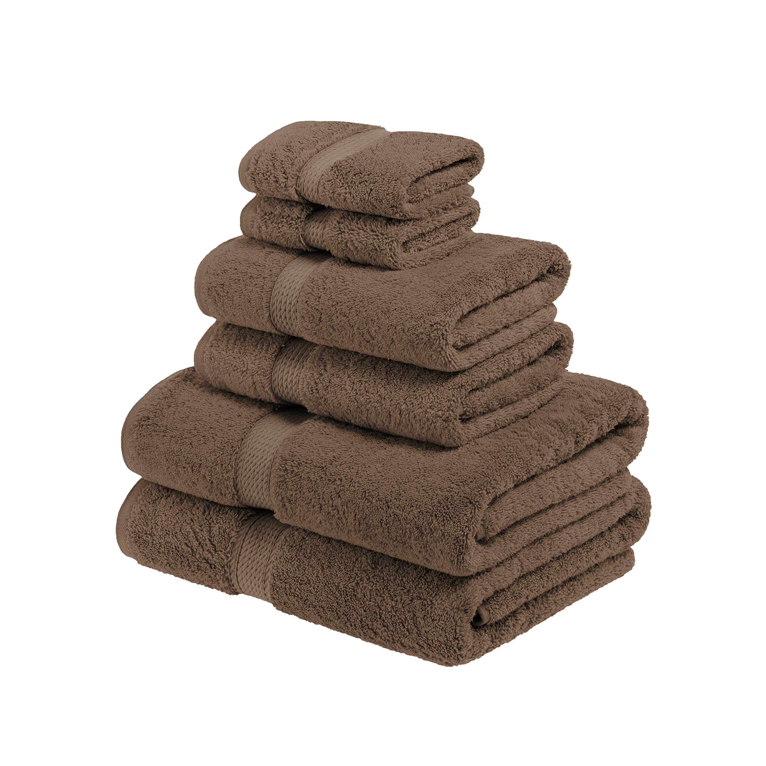 Photo 1 of Superior Egyptian Cotton Pile 6 Piece Towel Set, Includes 2 Bath, 2 Hand, 2 Face Towels/Washcloths, Ultra Soft Luxury Towels, Thick Plush Essentials, Guest Bath, Spa, Hotel Bathroom, Chocolate
