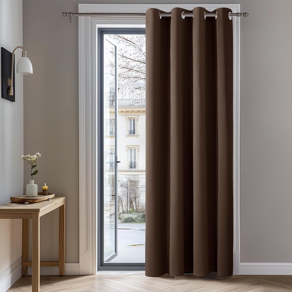 Deconovo Energy Saving Short Curtain 52x63 Inch Brown Eyelet Thermal Blackout