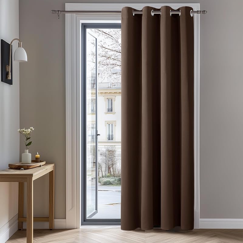 Deconovo Energy Saving Short Curtain 52x63 Inch Brown Eyelet Thermal Blackout