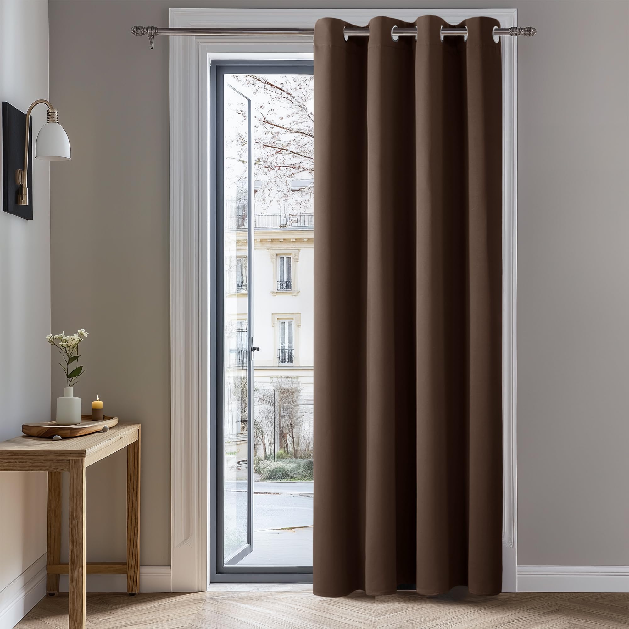 Deconovo Energy Saving Short Curtains Thermal Insulated Eyelet Blackout Curtain 52"x 63" Brown 1 Panel