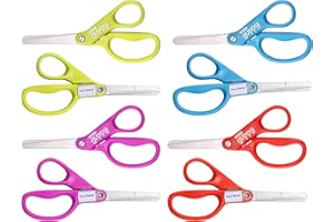 Stanley 5” Kids Scissors, Blunt Tip, Safety, Comfortable, For Left and Right Handed Use, For Office School Student Crafts, Assorted Colors, 8 Pack