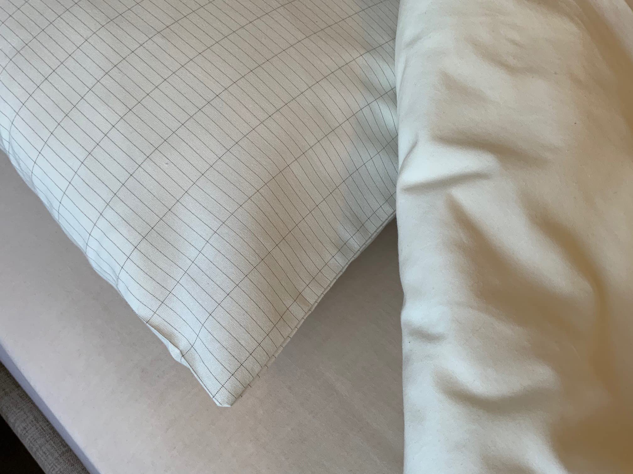 Earthing Pillow Case with Silver Threads - UK Made by Sleep Earthed - Organic Cotton - Sleep Better, Deeper, Longer, Beige, 50cm x 80cm