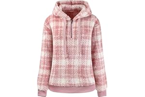 Veusna Women's Sherpa Pullover Sweatshirt Faux Fleece Quarter Zip Hoodie Double Fuzzy Hoodies with Pockets