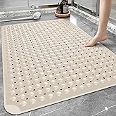 Yolife Extra Large Shower Mat, 34.3" L x 23.3" W TPE Anti Slip Stand Up Shower Mat with Drain Holes and Suction Cups, Large Size Mat More Suitable for Shower Stall, No Odor, Heavy Mat
