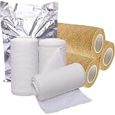 Vakly 4" Unna Boot Bandage Gauze Dressing with Zinc Oxide [4&rdquo; x 10 Yards] Provides Customized Compression + Self Adhesive Cover Wrap (3 of Each) Individually Packaged