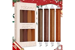 Togayu Heatless Curling Rods for Overnight Curls - Jumbo Soft Hair Rollers to Sleep in, No-Damage Flexi Rods with Silk Scarf - For All Hair Types and Texture - 4pcs Russet