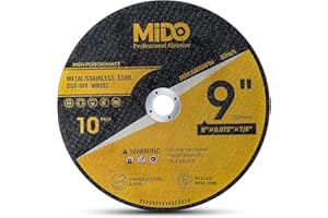 MIDO PROFESSIONAL ABRASIVE 10 Pack Cut Off Wheels 9 Inch Cutting Wheel 9” x .075” x 7/8” Metal&Stainless Steel Cutting Disc Fit for Angle Grinder