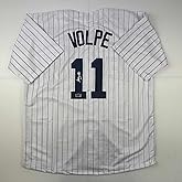 Facsimile Autographed Anthony Volpe New York Pinstripe Reprint Laser Auto Baseball Jersey Size Men's XL