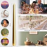 DECO EXPRESS Candles Set 15 Pack Classic Dripless Tapered Metallic Gold view 4