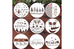 ZOSYLLEY Christmas Stencils for Painting on Wood 12” Christmas Stencil for Crafts Reusable Xmas Holiday Stencil Round Believe Snowman Templates for Porch Door Decor