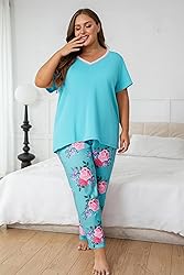 Vozanet Women's Pajama Sets Short Sleeve with Long