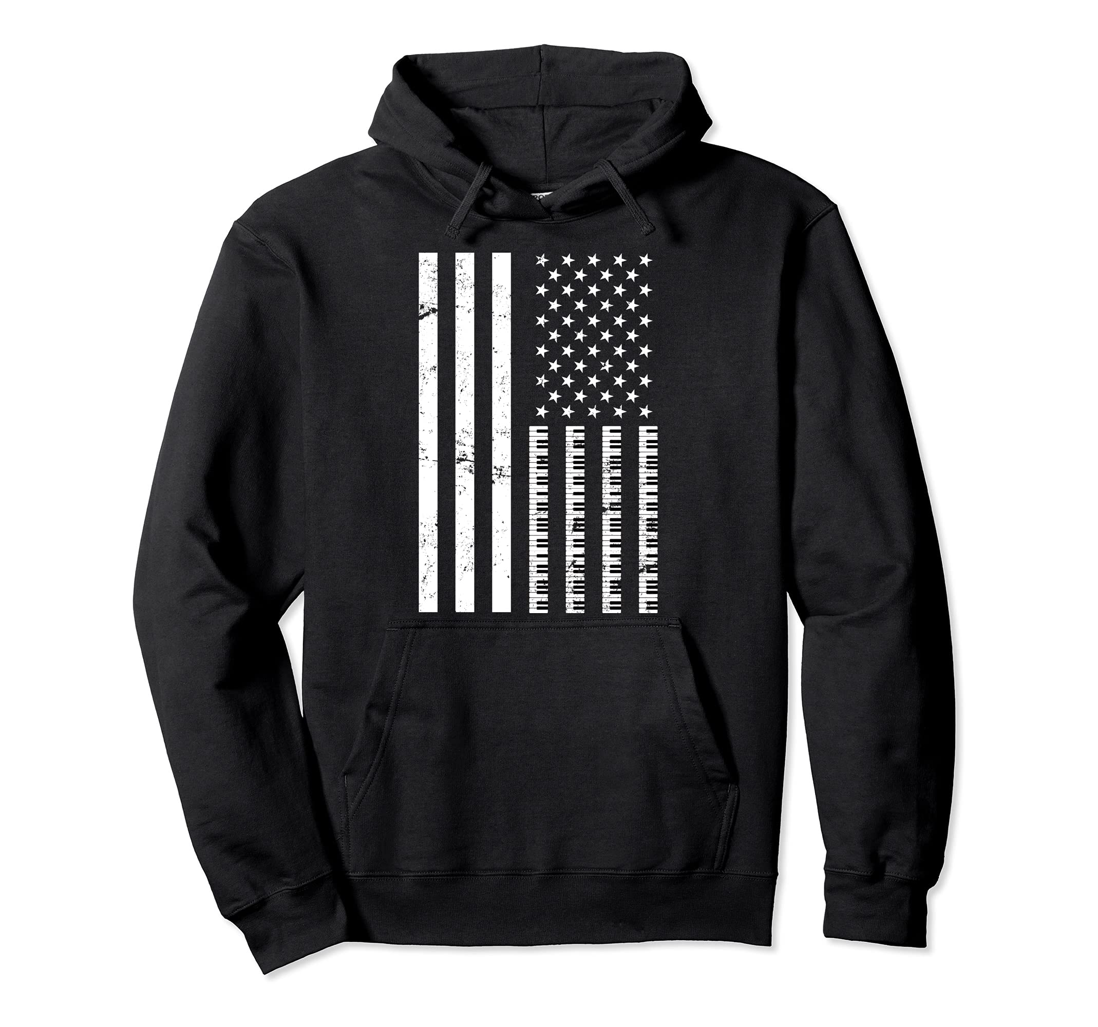 Pianist Keyboard Classical Music US Flag Piano Player Piano Pullover Hoodie