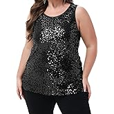 Anna-Kaci Womens Plus Size Sleeveless Sequin Tops Sparkle Shine Tank Top